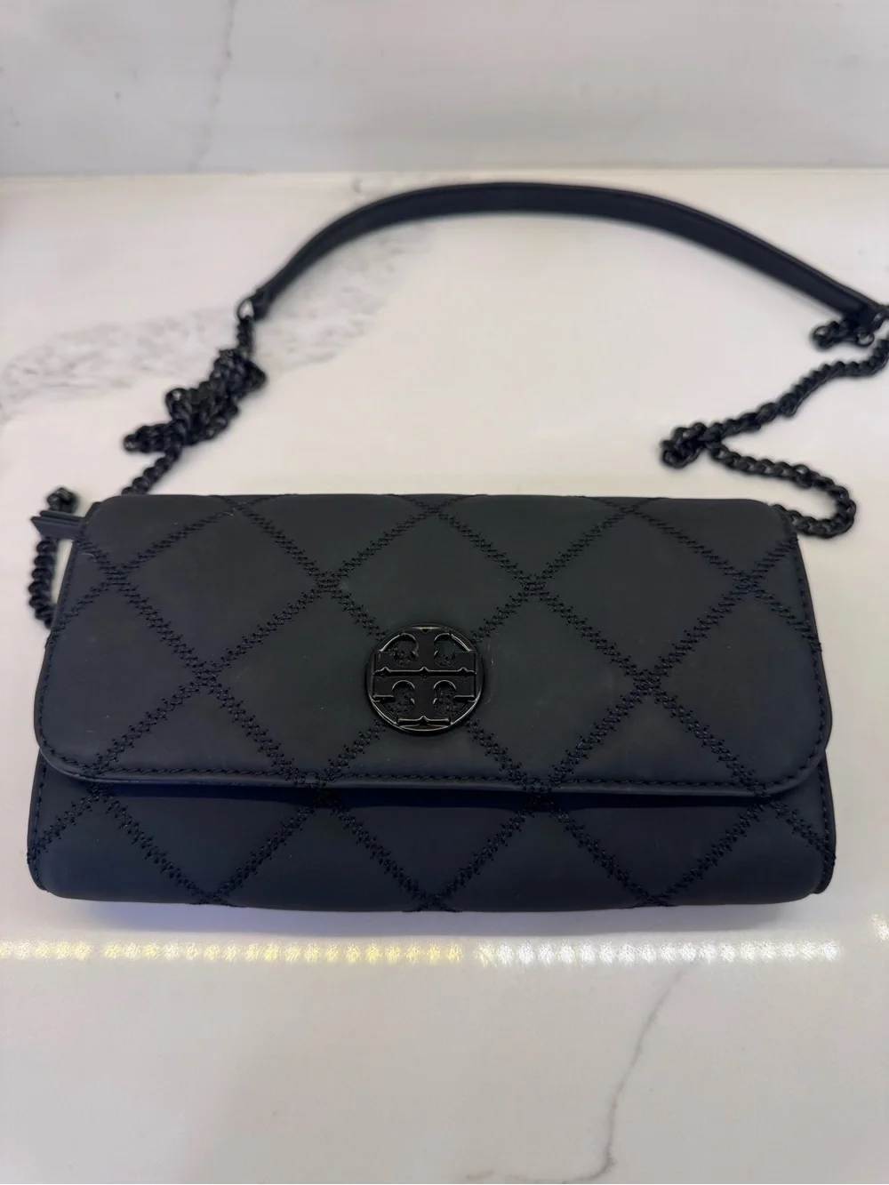 Tory Burch Black Quilted Logo Crossbody